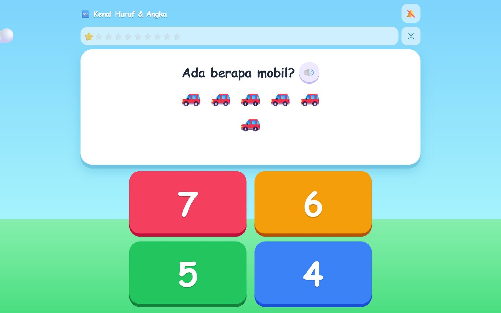 Layar Kenal Huruf & Angka dengan tombol besar warna-warni